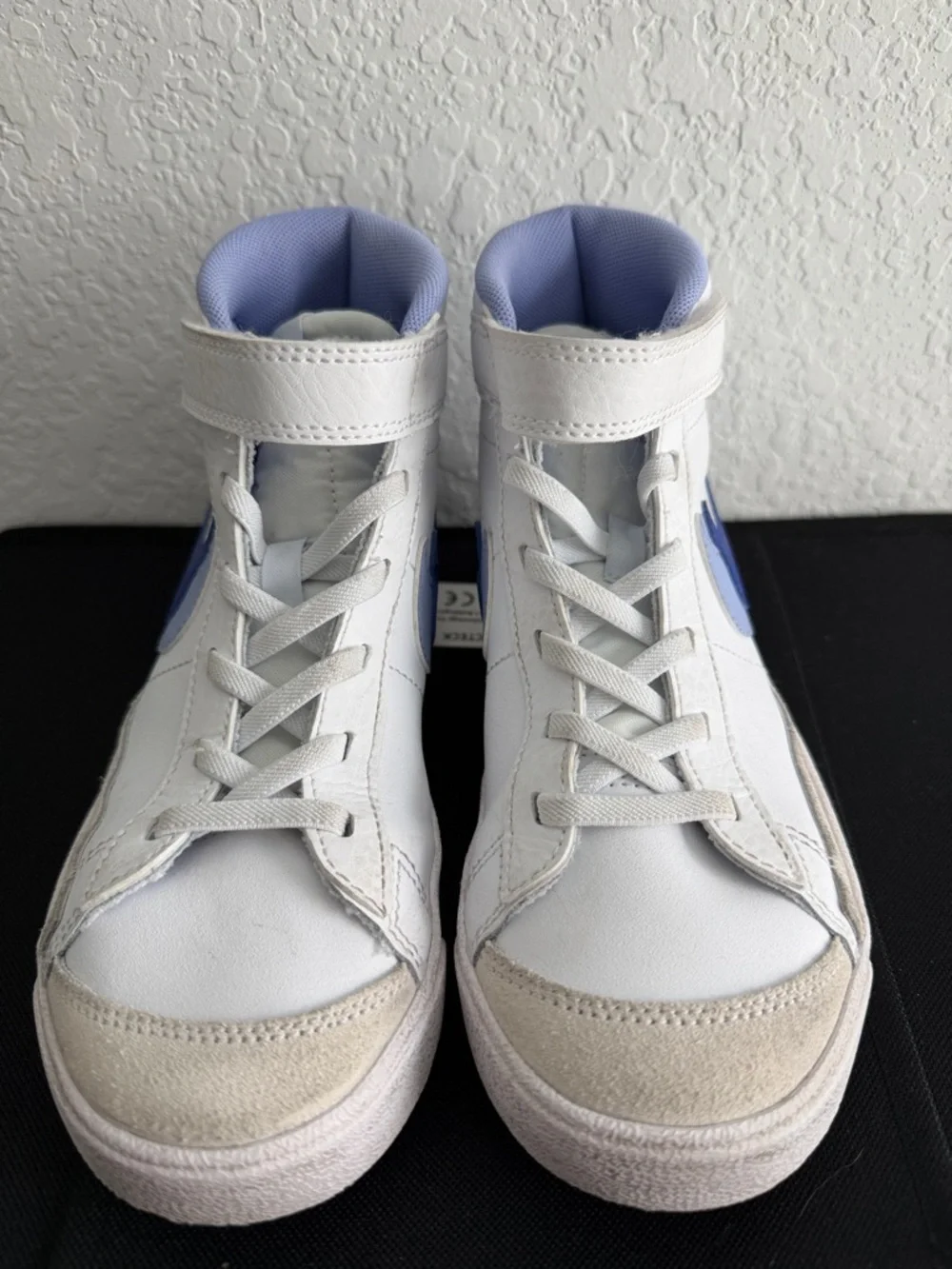 Nike Kids High-Top Sneakers in White and Purple Accents